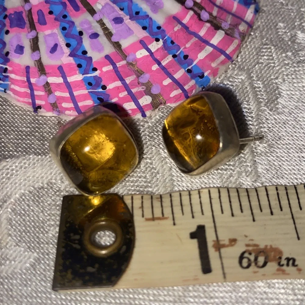 925 silver Amber earrings - Picture 1 of 4